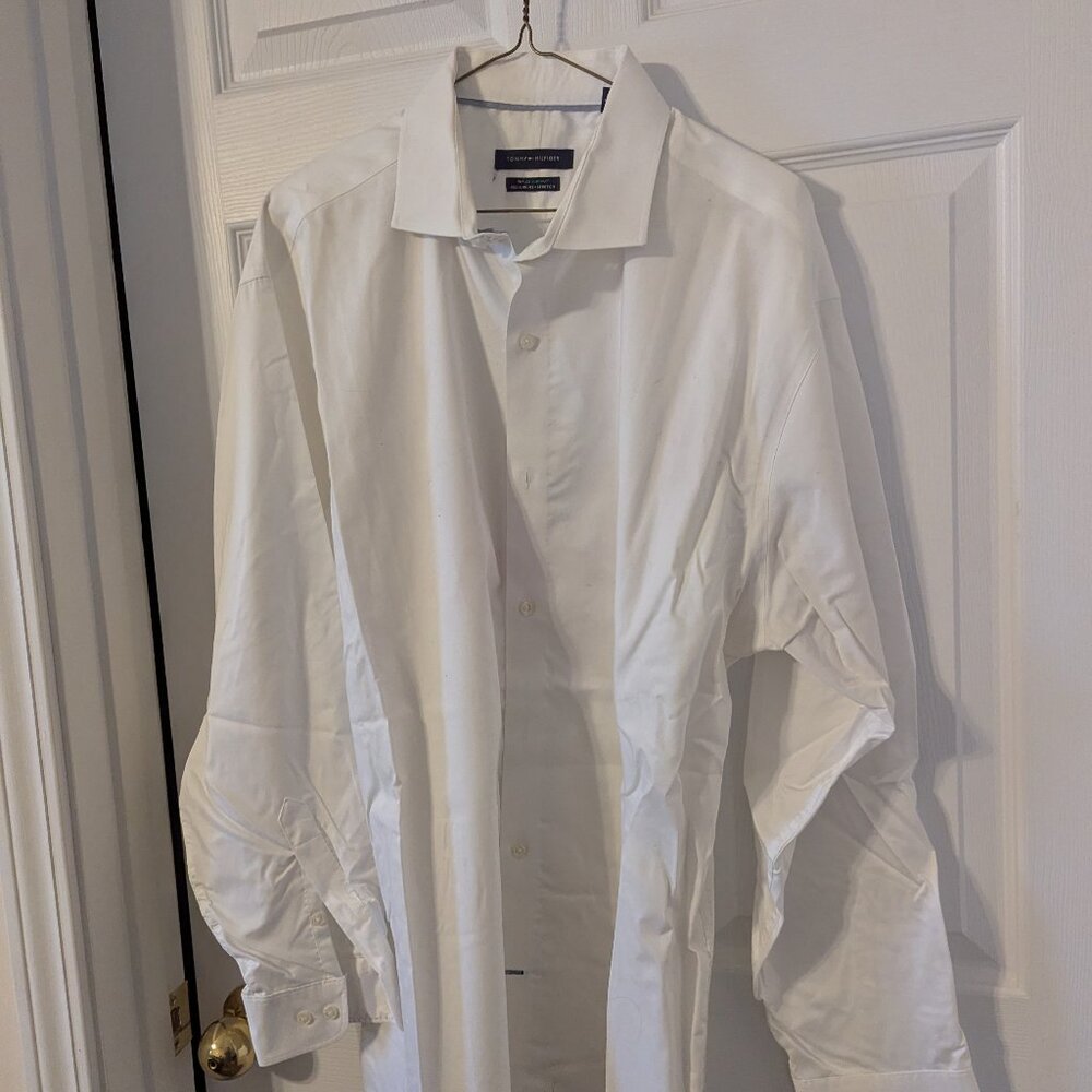 Men's white dress shirt, Tommy Hilfiger, size 17 1/2 x 34/35, $11.